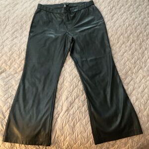 Peace of Cloth Faux Leather Pants Women Large Black Wide Leg High Rise Vegan